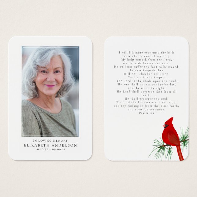 Cardinal Funeral Memorial Photo Prayer Card (Devant & derrière)