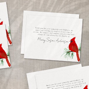 Cardinal Funeral Memorial Thank You Note Card