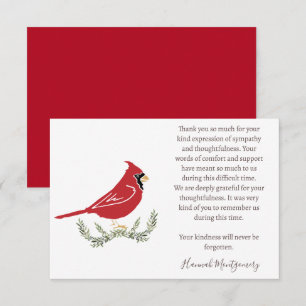 Cardinal Funeral Photo Thank You Card, Sympathy Card