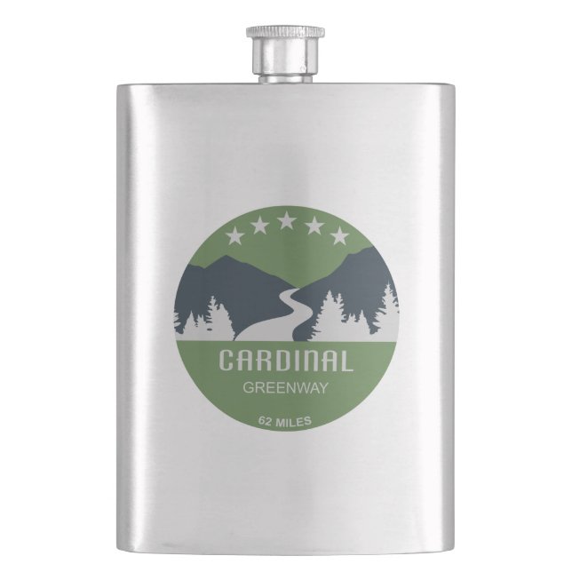 Cardinal Greenway Indiana Hip Flask (Front)