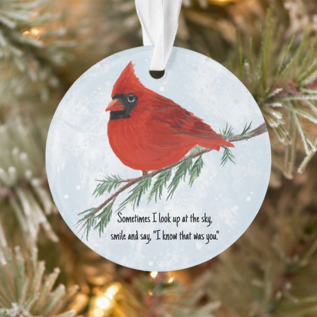 Cardinal Holiday Remembrance Acrylic Ornament (Tree)
