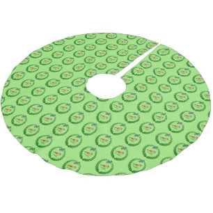 Cardinal Holly Wreath Seasons Tiled Skirt Brushed Polyester Tree Skirt
