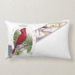 Cardinal, Horseshoe and Wintry Scene Lumbar Pillow