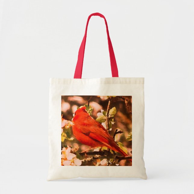 Cardinal in Apple Blossoms Tote Bag (Front)