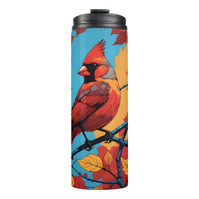 Cardinal in Autumn Thermal Tumbler (Front)