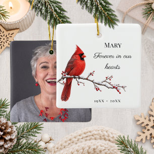 Cardinal In Loving Memory Memorial Photo Ceramic Ornament