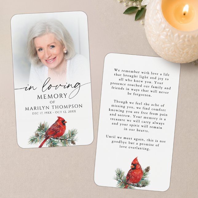 Cardinal In Loving Memory Photo Prayer Card (Creator Uploaded)