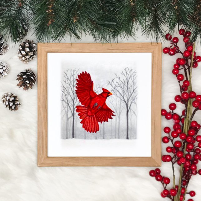 Cardinal in Snowy Winter Art Poster (Creator Uploaded)