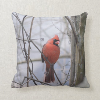 Cardinal in the Fog! Throw Pillow