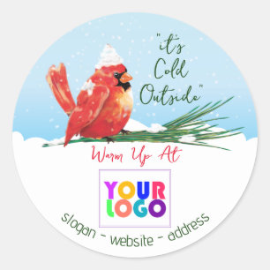Cardinal in The Snow Business Logo Classic Round Sticker