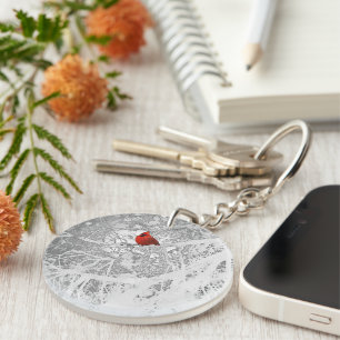 Cardinal in Winter Keychain
