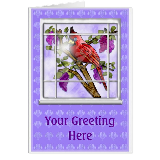 Cardinal & Lilacs (card) (Front)