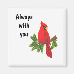 cardinal magnet, always with you, bird, sympathy magnet