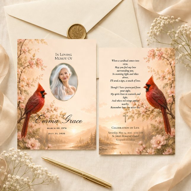 Cardinal Memorial Funeral Program for Her (Creator Uploaded)