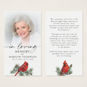 Cardinal Memorial Loving Memory Photo Prayer Card