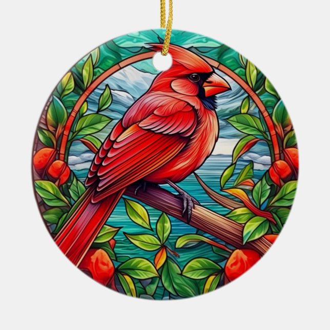 Cardinal Memorial Personalized Christmas Ornament (Front)