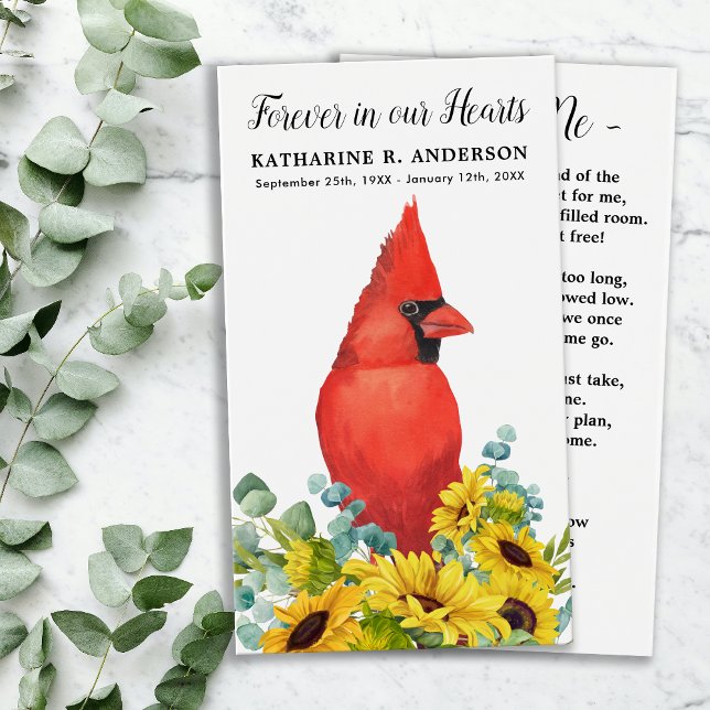 Cardinal Memorial Poem Funeral Prayer Card (Creator Uploaded)