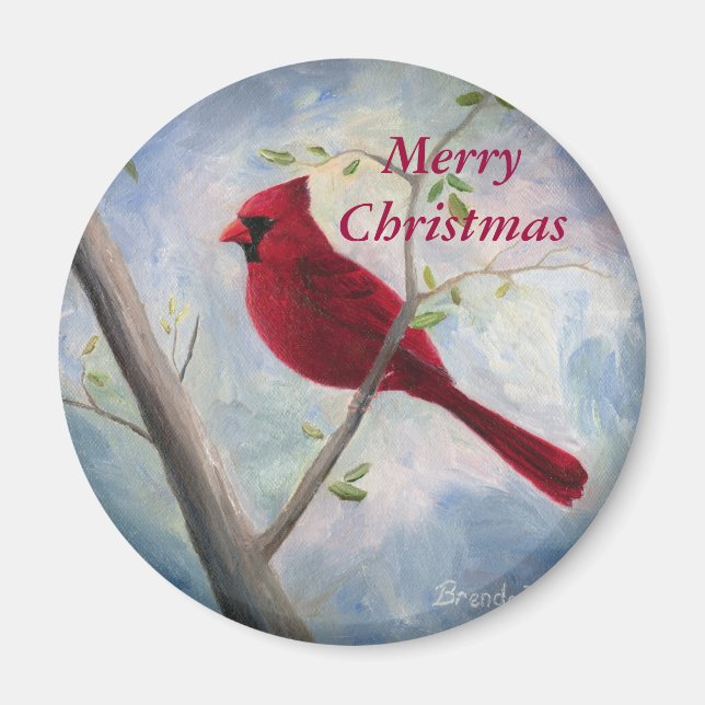 cardinal, Merry Christmas Magnet (Front)