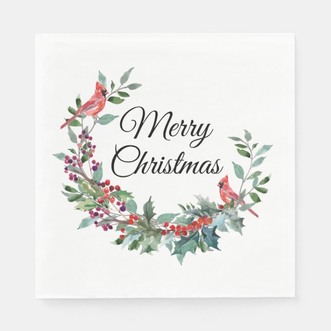 Cardinal Merry Christmas Napkin (Front)