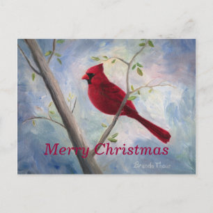 cardinal, Merry Christmas Postcard
