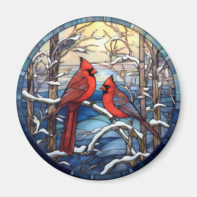 Cardinal Noël Oiseau Tissu Style Aimant (Devant)