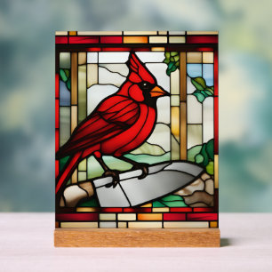 Cardinal of Protection Stained Glass Inspired Acrylic Sign