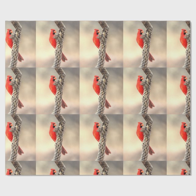 Cardinal on a Cholla Wrapping Paper (Flat)