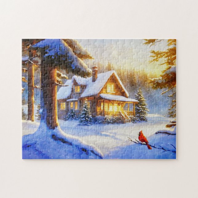 Cardinal on a Snowy Day Jigsaw Puzzle (Horizontal)