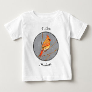 Cardinal on Branch Painting - Original Bird Art Baby T-Shirt
