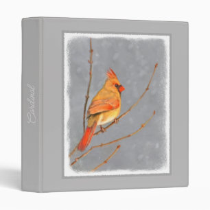 Cardinal on Branch Painting - Original Bird Art Binder