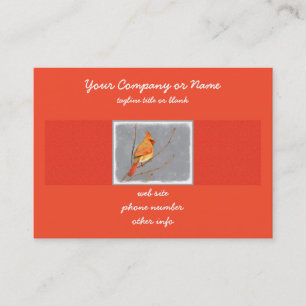 Cardinal on Branch Painting - Original Bird Art Business Card