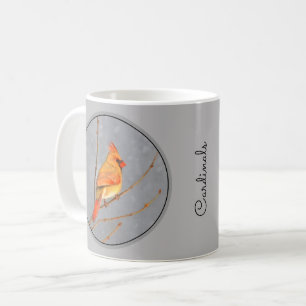 Cardinal on Branch Painting - Original Bird Art Coffee Mug