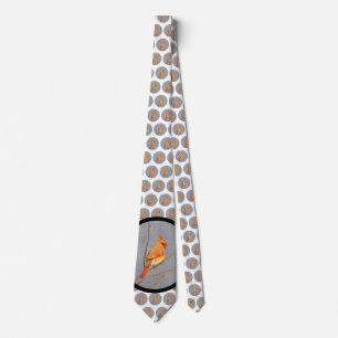 Cardinal on Branch Painting - Original Bird Art Tie