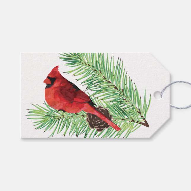 Cardinal on Evergreen / Personalized Gift Tag (Front (Horizontal))