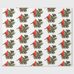 Cardinal on Holly Wrapping Paper