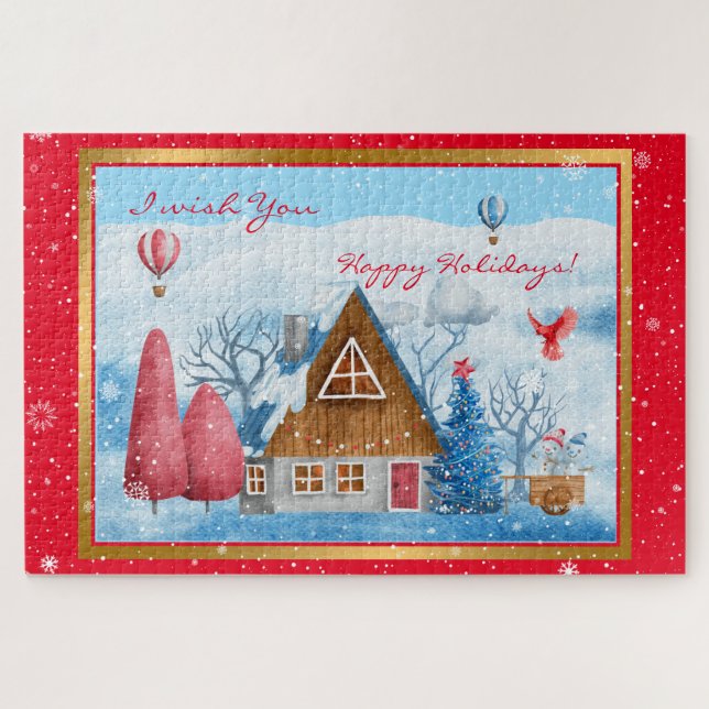 Cardinal on Landscape Customize Jigsaw Puzzle (Horizontal)
