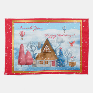 Cardinal on Landscape Customize Kitchen Towel