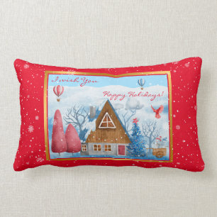 Cardinal on Landscape Customize Lumbar Pillow