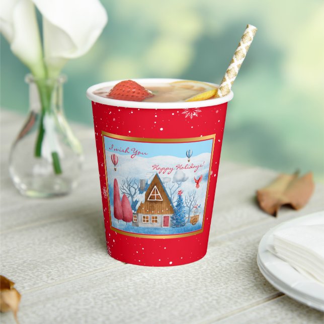 Cardinal on Landscape Customize Paper Cups (Insitu)
