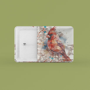 Cardinal on Virginia Road Map 2 Inch Square Button