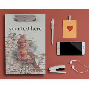 Cardinal on Virginia Road Map customizable Clipboard