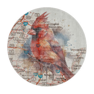Cardinal on Virginia Road Map customizable Cutting Board