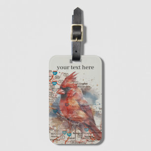 Cardinal on Virginia Road Map customizable Luggage Tag