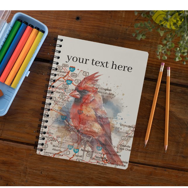 Cardinal on Virginia Road Map customizable Notebook (Creator Uploaded)