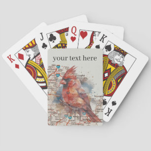 Cardinal on Virginia Road Map customizable Playing Cards