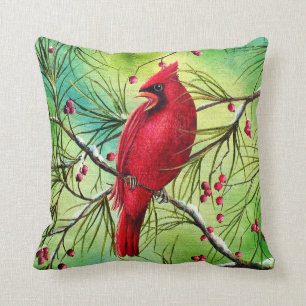Cardinal Painting Throw Pillow