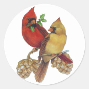 Cardinal Pair Classic Round Sticker