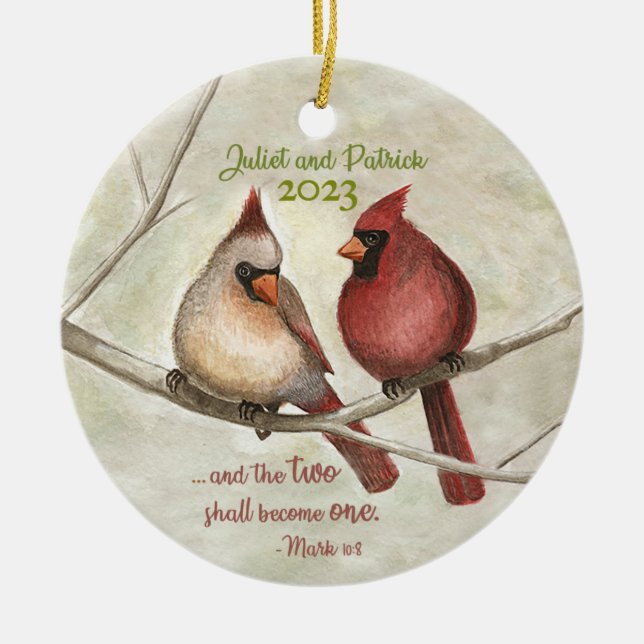 Cardinal Pair Ornement de Noël (Devant)