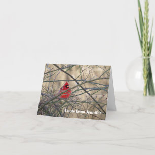 Cardinal Perched in Tree Personalized Note Card