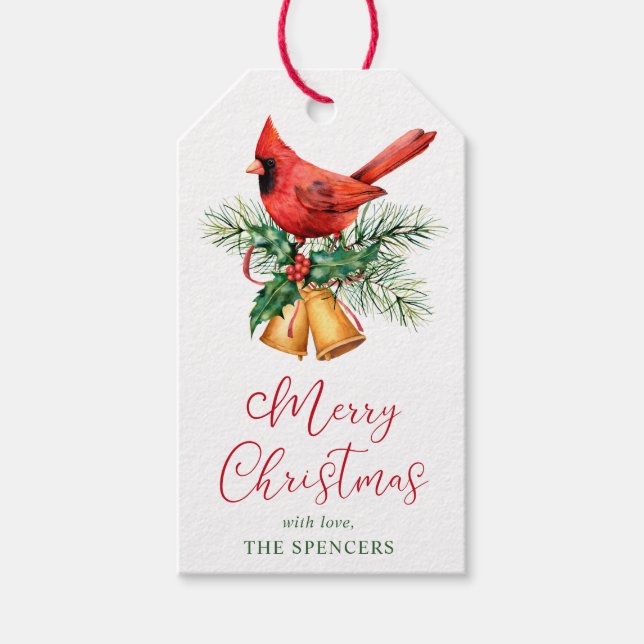 Cardinal Personalized Christmas Gift Tags (Front)